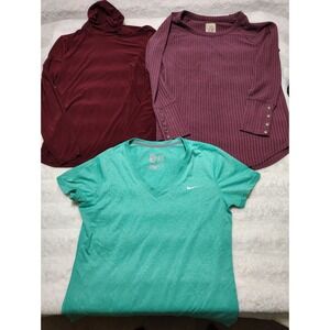 LOT Of 3 Women's Sz L - Nike Dry Fit, Chaser waffle knit Maroon, Diana Belle